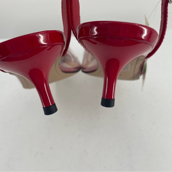 NWT A New Day Eleanor Heart Slingback Kitten Heels Red Patent Clear Shoes - Picture 6 of 8